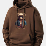 Bear In Leather Jacket Print Relax Fit Hoodie