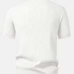 Stripe V Neck Knit Polo Shirt
