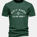 Regular Fit Dirty Hands Clean Money Print Cotton T-Shirt