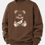 Stripe Bear Print Relax Fit Sweatshirt
