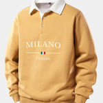 Milano Print Contrast Polo Collar Sweatshirt