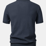Textured Zip Up Knit Polo Shirt