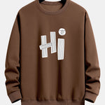Hi Slogan Lines Print Relax Fit Sweatshirt