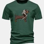 Regular Fit Headscarf Dachshund Print Cotton T-Shirt