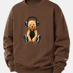 Headphone Bear Print Relax Fit Sweatshirt
