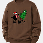 Christmas Naughty Cat Print Relax Fit Sweatshirt