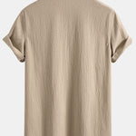 Crinkled Textured V Neck Shirt