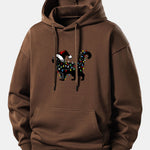 Christmas Colorful Light Black Cat Print Relax Fit Hoodie