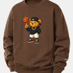 Basketball Bear Print Relax Fit Sweatshirt