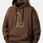 Cat Line Print Relax Fit Hoodie