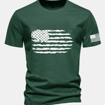 Regular Fit American Flag Print Cotton T-Shirt