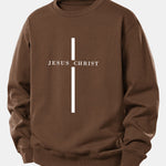 Jesus Christ Stripe Print Relax Fit Sweatshirt