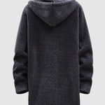 Men's Fleece-lined thickened knitted zipper Long  hooded jacket