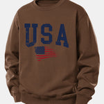 USA Flag Print Relax Fit Sweatshirt