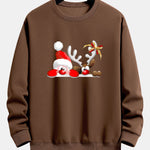 Santa Claus And Reindeer Print Relax Fit Sweatshirt