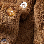 Teddy Fleece Button Up Hooded Coat