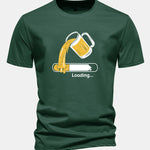 Regular Fit Beer Loading Print Cotton T-Shirt