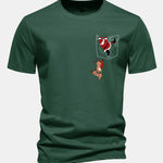Regular Fit Pocket Santa Print Cotton T-Shirt