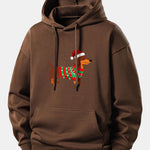 Christmas Dachshund Print Relax Fit Hoodie