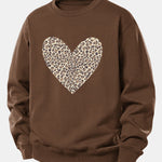 Leopard Heart Print Relax Fit Sweatshirt