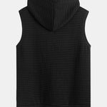 Waffle Sleeveless Hooded T-Shirt With Kangaroo Pocket & Shorts