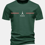 Regular Fit Paris Stripes Print Cotton T-Shirt