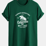 Regular Fit California Palm Tree Print Cotton T-Shirt