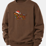 Christmas Colorful Light Dog Print Relax Fit Sweatshirt