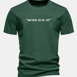 Regular Fit Never Give Up Print Cotton T-Shirt
