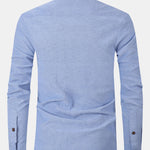 Long Sleeve Contrast Stand Collar Oxford Shirt