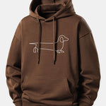 Line Dachshund Print Relax Fit Hoodie