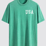 Retro USA Print Washed Distressed Drop Shoulder T-Shirt