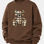Checkered Bear Print Relax Fit Sweatshirt