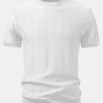 Striped Jacquard Crew Neck Sweater Knitted T-Shirt