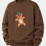Christmas Lights Reindeer Print Relax Fit Sweatshirt