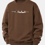 Zipper Cat Print Relax Fit Sweatshirt