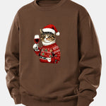 Christmas Cat Print Relax Fit Sweatshirt