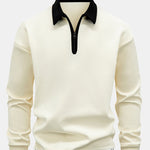 Contrast Zipper Polo Collar Sweatshirt