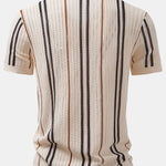 Stripe Crochet Button Up Shirt & Straight Leg Linen Pants