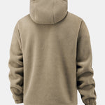Polar Fleece Zipper Pocket Hooded Coat