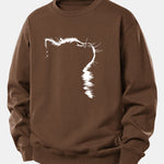 Outline Cat Print Relax Fit Sweatshirt