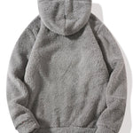 Letter Embroidery Teddy Half-Zip Hoodie