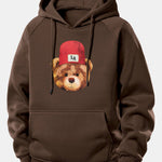 Los Angeles Bear Print Drawstring Hoodie
