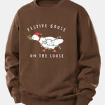 Christmas Goose Print Relax Fit Sweatshirt