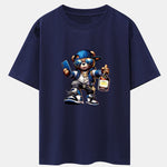 Hip Hop Bear Print Drop Shoulder Oversize T-Shirt
