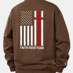 Faith Over Fear American Flag Print Relax Fit Sweatshirt