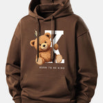 Crown King Bear Print Relax Fit Hoodie