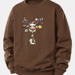 Christmas Light Reindeer Print Relax Fit Sweatshirt