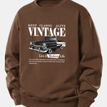 Vintage Car Print Relax Fit Sweatshirt