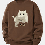 Three Cats Print Relax Fit Sweatshirt